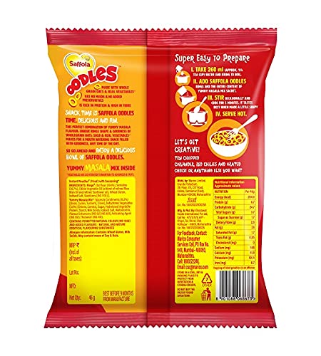 Image of Saffola Oodles Yummy Masala 48 Gram, [Pack of 4]