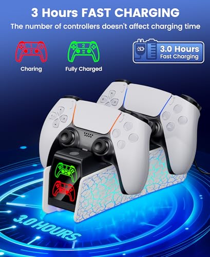Image of Charging Station for P S5 Controller, Fast DualSense Charger Dock with RGB Touch Control, Controller Indicator Light Stand Compatible with PlayStation 5 Dualsense Edge Accessories