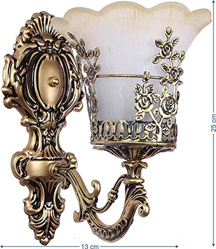 Image of WHITERAY Metal Black Antique Designer Imported Wall Light Wall Lamp for Bedroom, Living Room,Kitchen, Bars, Malls, Besides The Bed, Balcony Home Decoration (1110 Antique (with Bulb))