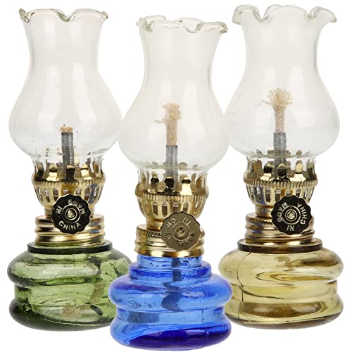 Beaupretty 3 Stücke Vintage Öl Lampen Petroleumlampe für Innenräume Dekorative Glas Öllampe Mit Langlebigem Brenner Für Stimmungsvolle Beleuchtung