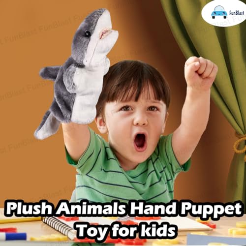 Image of FunBlast Plush Hand Puppets for Kids - Animals Hand Puppet Toys, Soft Hand Puppets for Kids, Story Telling Puppet for Kids, Hand Puppet Toy, Fun Play Learning Toys (Shark)