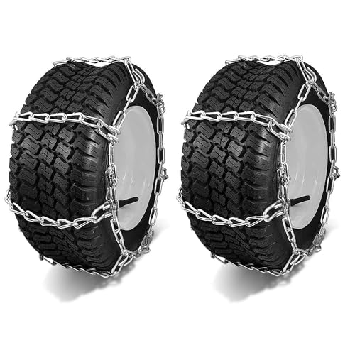 OakTen Set of 2 18x9.5x8 Tire Chains for Lawn Garden Tractors Mowers and Rider 4-Link Lawn Tractors Tire Chains
