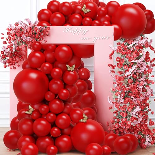 Image of Red Balloons Arch Kit,130pcs Red Balloons Garland,Different Sizes Latex Balloons for Birthday Party Graduation Baby Shower Wedding Balloon Decoration