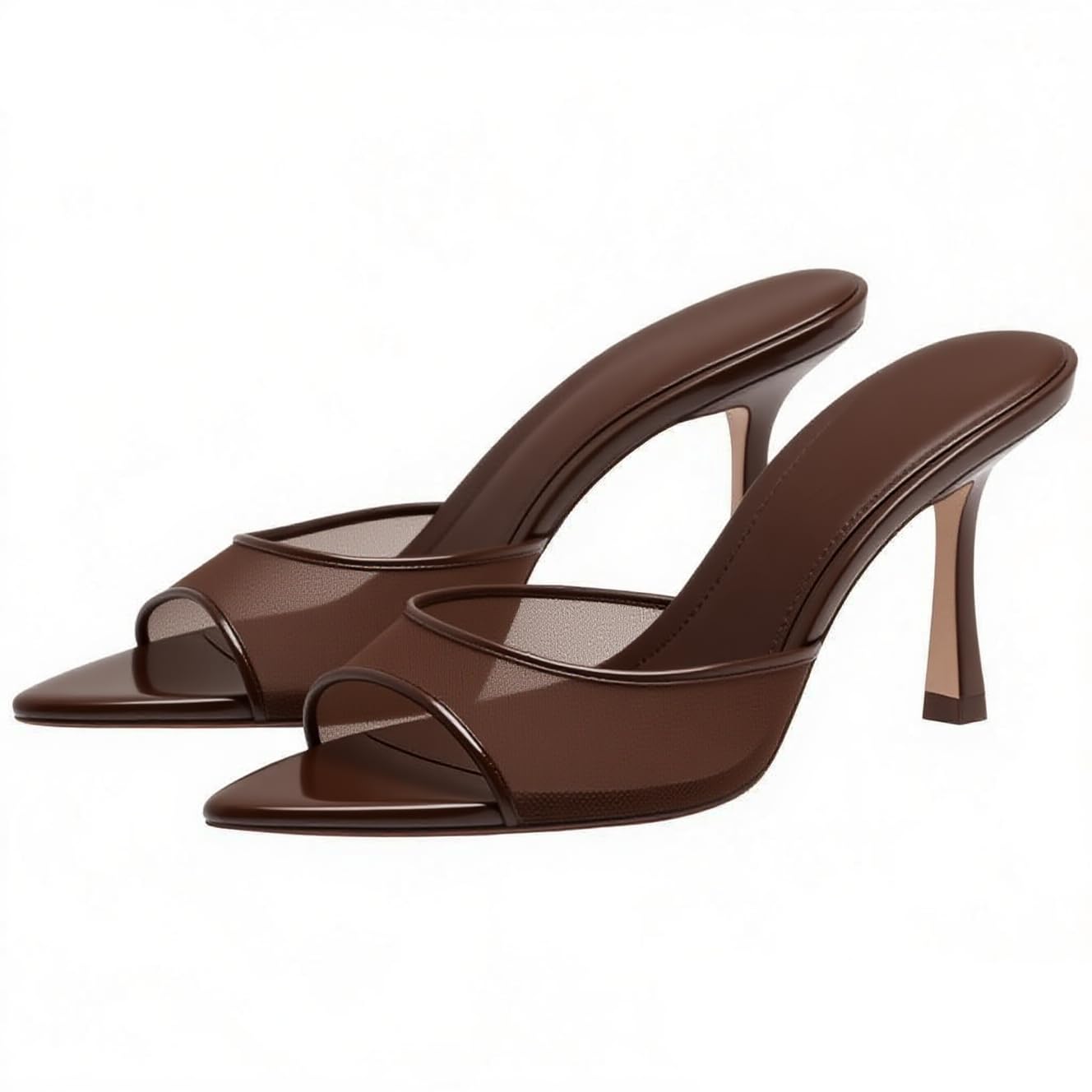 Women's Open Pointed Peep Toe Mules Kitten Heels Stiletto High Heels Slide Sandals Summer Slip On Backless Dress Spring Summer Pumps Shoes