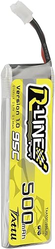 TATTU Batería Lipo de 500mAh 1S 3.7V 95C con enchufe JST-PHR para Emax Tiny HawkHappymodel Snapper7
