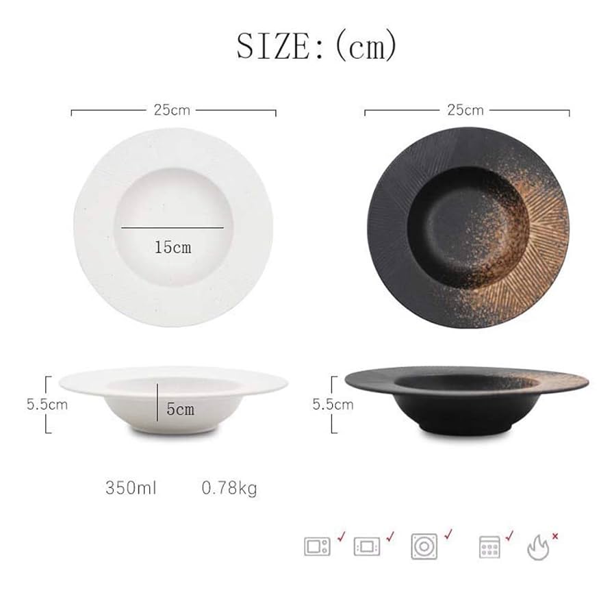 Zxw 9.84inch Creative Ceramic Plate, Thick Soup Plate Soup