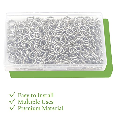 Image of 300 Pcs Small Eye Screws 9 x 19mm Mini Screw Eye Pin Peg Self Tapping Screws Hooks Ring for Arts Crafts Projects (YJY2)