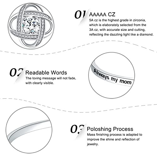 Lucphiler & Co. Christmas Gift, Engraved ‘Always My Mother/Daughter/Sister Forever My Friend’ Love Knot/Infinity Bangle Bracelet, Birthday Anniversary Valentines Xmas Jewelry Presents for Women4