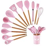 PDJW Kitchen Utensils Set, 13PCS Silicone Cooking Utensils Set with Holder, Resisstant & Non Stick...