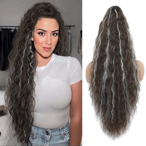 Image of Claw Clip Ponytail Extension Chocolate Brown Highlight H8 /60A,30In