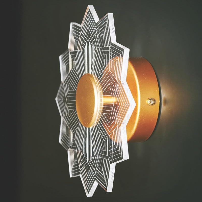 Image of Spiral Pattern 3-in-1 LED Wall Light Decorative Lamp with Golden Center Artistic Accent Lighting for Living Room Bedroom Hallway & Home Decor (Astra Glow Wall Lights, Pack of 1)