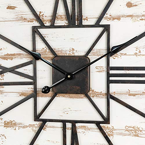 Glitzhome GH20199 Large Vintage Rectangle Metal Wall Clock 31.5 Inch thumb #3