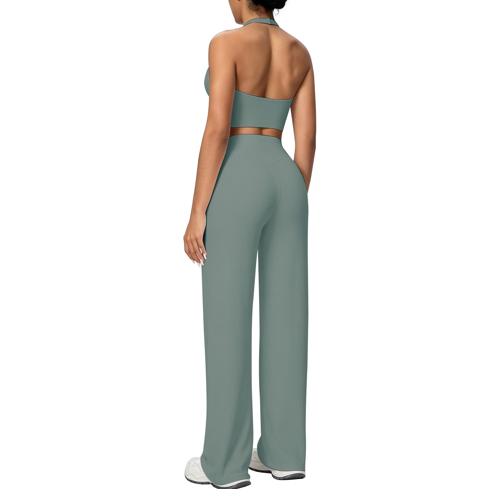 JN JANPRINT Ensemble de gym 2 pièces pour femme - Débardeurs dos nu - Jambes droites - Tenue pilates