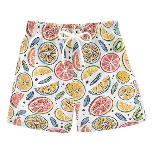ALAZA Colorful Abstract Orange Lemon Boys' Swim Trunks Beach Shorts Quick Dry Swimsuit 5T