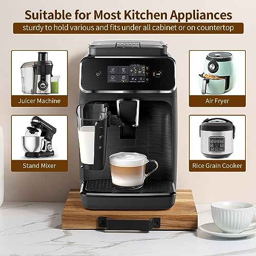 Bandeja deslizante de acacia natural para máquinas de café miniatura 4