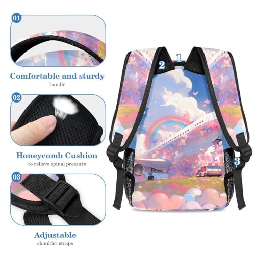 Sac à dos avion rose grand format pour soulager le dos des élèves - 4