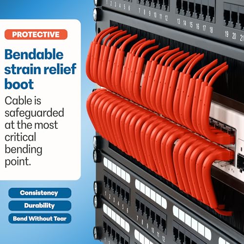 Image of Everest Ultra Slim Cat6a Ethernet Patch Cables 6ft (10-Pack) Orange | Bendable, Thin and Flexible