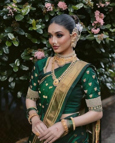 Image of Women's Printed Pattern Kanjivaram Soft Silk Saree with Unstitched Blouse Piece and Jacquard Weave Type