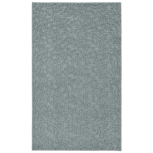 Garland Rug Ivy 3 Ft. X 5 Ft. Sea Foam Blue Floral Solid Color Area Rug - Durable, Stylish, and Soft Rug for Living Rooms, Hallways, Bedrooms, and High-Traffic Areas