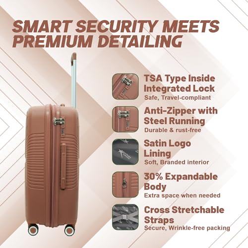 Image of AMERICAN TRAVELLER Tourispro Trolley Bag for Travel Single Medium |Suitcase for Travel |Leightweight Large Luggage Traveling Bag| Polypropylene(Pp) Bags with Expandable 8 Wheels (24, Rose Pink)