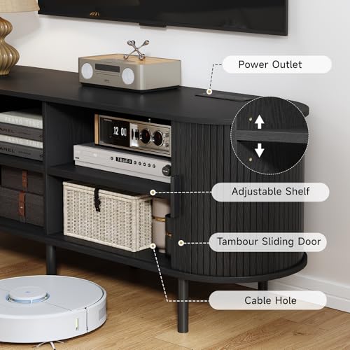 Image of ComfyCorner 86.6 inch Mid Century Modern TV Stand with Sliding Doors for 90 inch TV