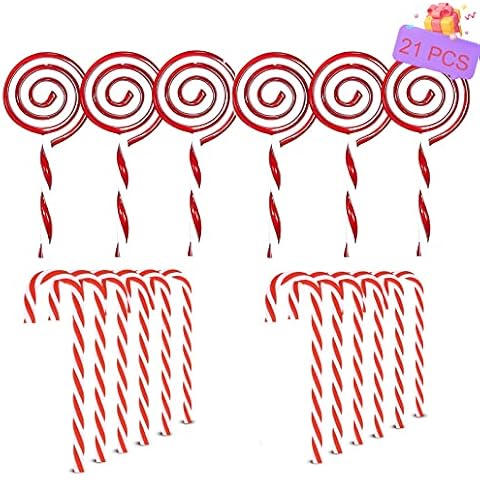 YY-JUNYING 21 PcsCandy Cane Christmas Decorations Candy Cane Decorations Candy Canes Christmas Decorations Red and white Christmas Decorations for tree Cover