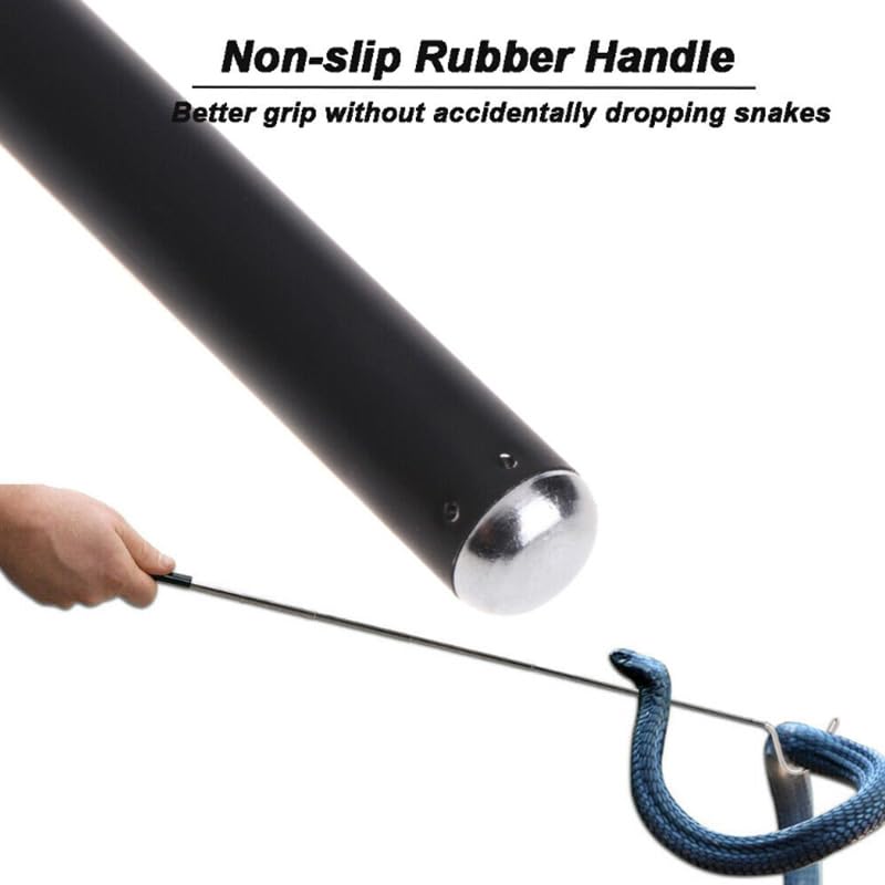 Image of 1 Pack Extensible Snake Hook - 26 Inch Stainless Steel Reptile Hook with Non Slip Rubber Handle - Pet Snake Accessories Pick-Up Handling Tool - Pool Skimmer Basket Hook (1 Pack 26 Inch)
