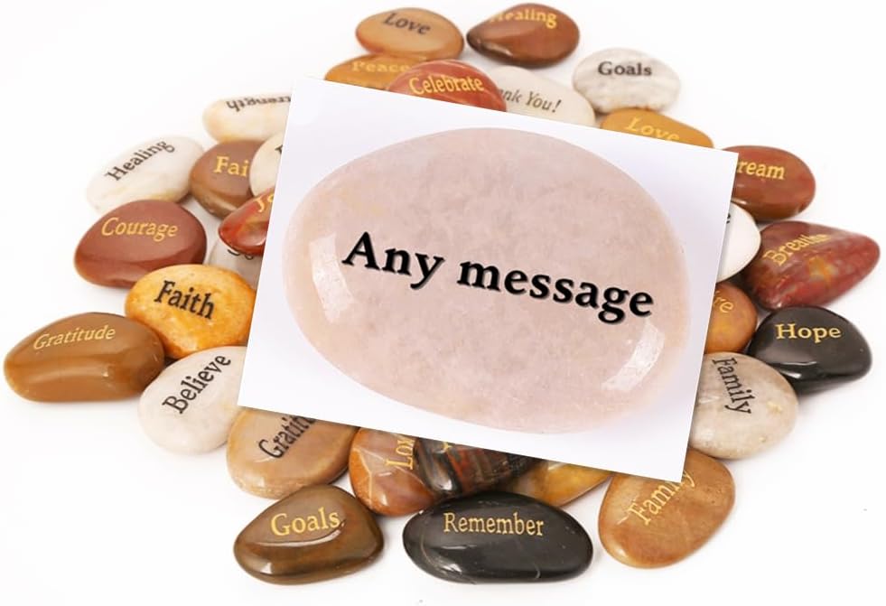 100PCS Customized Engrave Personalized Assorted Bulk, Custom Engraved River Rocks, Create Your Own Great Gift Ideas, Customizable Inspirational Prayer Stones 100 pcs/Pack, 1.5"-2"