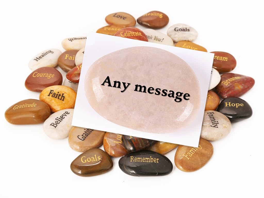 ROCKIMPACT 50PCS Customized Engrave Personalized Assorted Bulk, Custom Engraved River Rocks, Create Your Own Great Gift Ideas, Customizable Inspirational Prayer Stones 50 pcs/Pack, 1.5