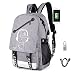 Produktbild Aokay USB Schulrucksack Schulranzen Schultasche Sports Rucksack Freizeitrucksack Daypacks Backpack mit dem Schloss für Mädchen Jungen & Kinder Damen Herren Jugendliche (Grau)