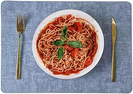 Abvaros Faux Leather Placemats Set of 4 - Heat Resistant Waterproof Washable Leather Placemats - Easy to Wipe Clean Table Mats for Kitchen Dinner Table (16.9 X 11.8 Set of 4, Denim Blue)