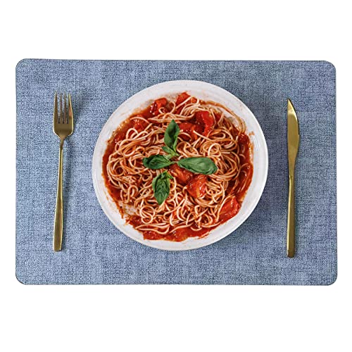 Abvaros Faux Leather Placemats Set Of 4 - Heat Resistant Waterproof Washable Leather Placemats - Easy To Wipe Clean Table Mats For Kitchen Dinner Table (16.9 X 11.8 Set Of 4, Denim Blue) #TOP13