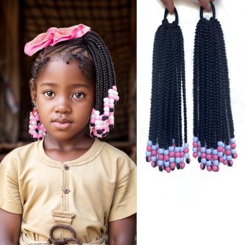 WSTAR 2 Pieces Kids Ponytail With Beads Box Braided Ponytails Hair...