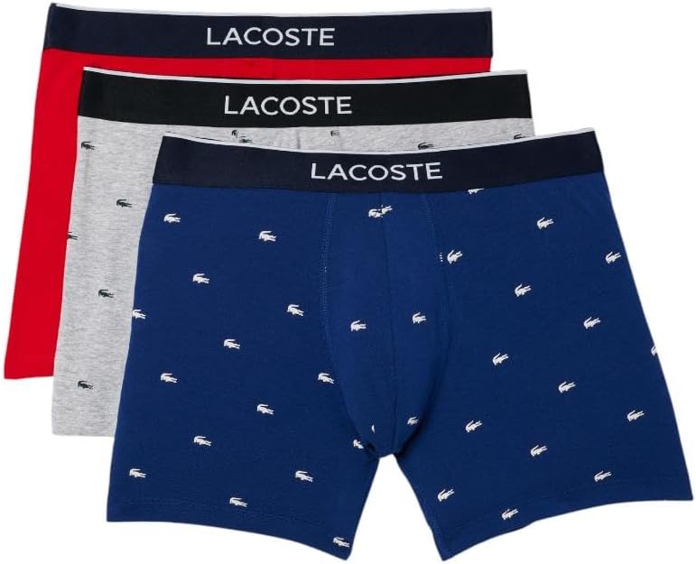 Lacoste mens Casual All Over Croc 3 Pack Cotton Stretch Boxer Briefs