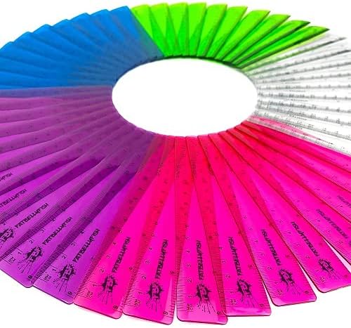 Fatbellyfish Stationery - 6 Inch / 15cm Transparent Coloured Rulers - Shatter Resistant - Class Pack of 50 - Mixed