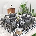 UDPATIO 7 Pieces Aluminum Patio Furniture Set Oversized Outdoor Furniture Modern Patio Set, 9 Seat Thick Cushion Outdoor Seating Set for Balcony(Include Waterproof Sofa Cover)