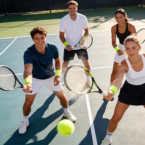Image of Bememo 24 Pcs Wrist Sweatbands Bulk Sports Wrist Bands for Men Women Breathable Athletic Tennis Wristbands Stretchy Absorbent Cotton Terry for Basketball, Baseball, Gym, Working Out
