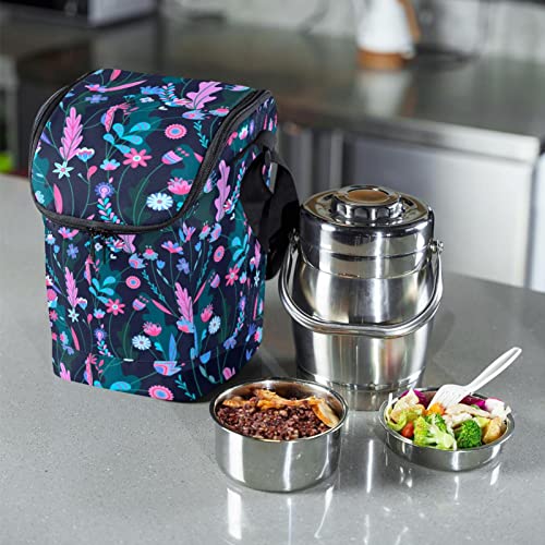 Lonchera grande floral contra derrames con correa ajustable para el hombro 7