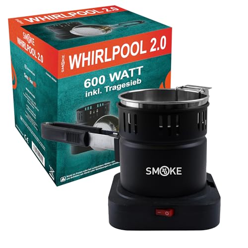 Smoke2u® Whirlpool | Elektrischer Shisha Kohleanzünder mit Griff Gitterschutz | 600W | Turbo Hookah Charcoal Heater | Platz für 10 Kohlewürfel | Fertige Kohle unter 8 Minuten (Ohne Kohle)