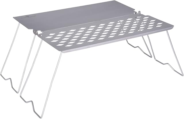 iBasingo Camping BBQ Grill Titanium Folding Grill Frying Plate Portable Small Outdoor Table Picnic Backpacking Steak Barbecue Charcoal Net Rack Cooking Kit Hiking Kitchen Equipment Ti2028C