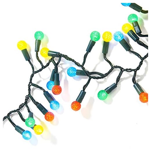 LED Cluster Christmas Lights - 12 Feet, Multicolor, Indoor / Outdoor, 230 Globe Bulbs, 1/2 Diameter Balls, 24V Plug in (Low Voltage), Holiday Mantle Garland or Tree Decorations