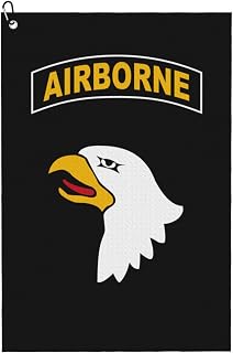 AMZCVGF Army 101st Airborne Microfiber Golf Towel, 16x24 Waffle Pattern with Carabiner Clip, Tri-Fold Large Golf Ball Towels, Golf Bag Accessories for Men, Golf Gift