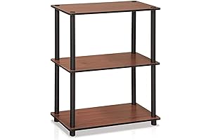Furinno Turn-N-Tube 3-Tier Compact Multipurpose Shelf Display Rack - Dark Cherry: Practical Organization Solution