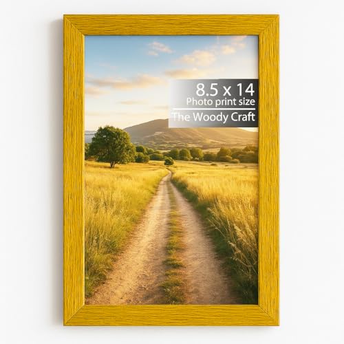 Image of Photo Frame 8.5x14 Legal Size | Wall Frames That Brighten Any Room | Cheerful Yellow Photo Frames For Wall Decor | Classic Wooden Photo Frame | Yellow Frames For Wall Decor | Wedding Photo Frame