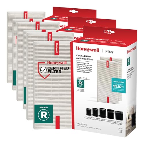 Image of Honeywell HEPA Air Purifier Filter R, 6-Pack for HPA 100 /200 /300 and 5000 Series - Airborne Allergen Air Filter Targets Wildfire /Smoke, Pollen, Pet Dander, and Dust