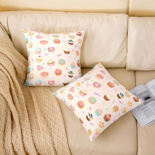 Housse de coussin cupcake 40x40 protège-oreiller lavable pour lit ado rose - 3