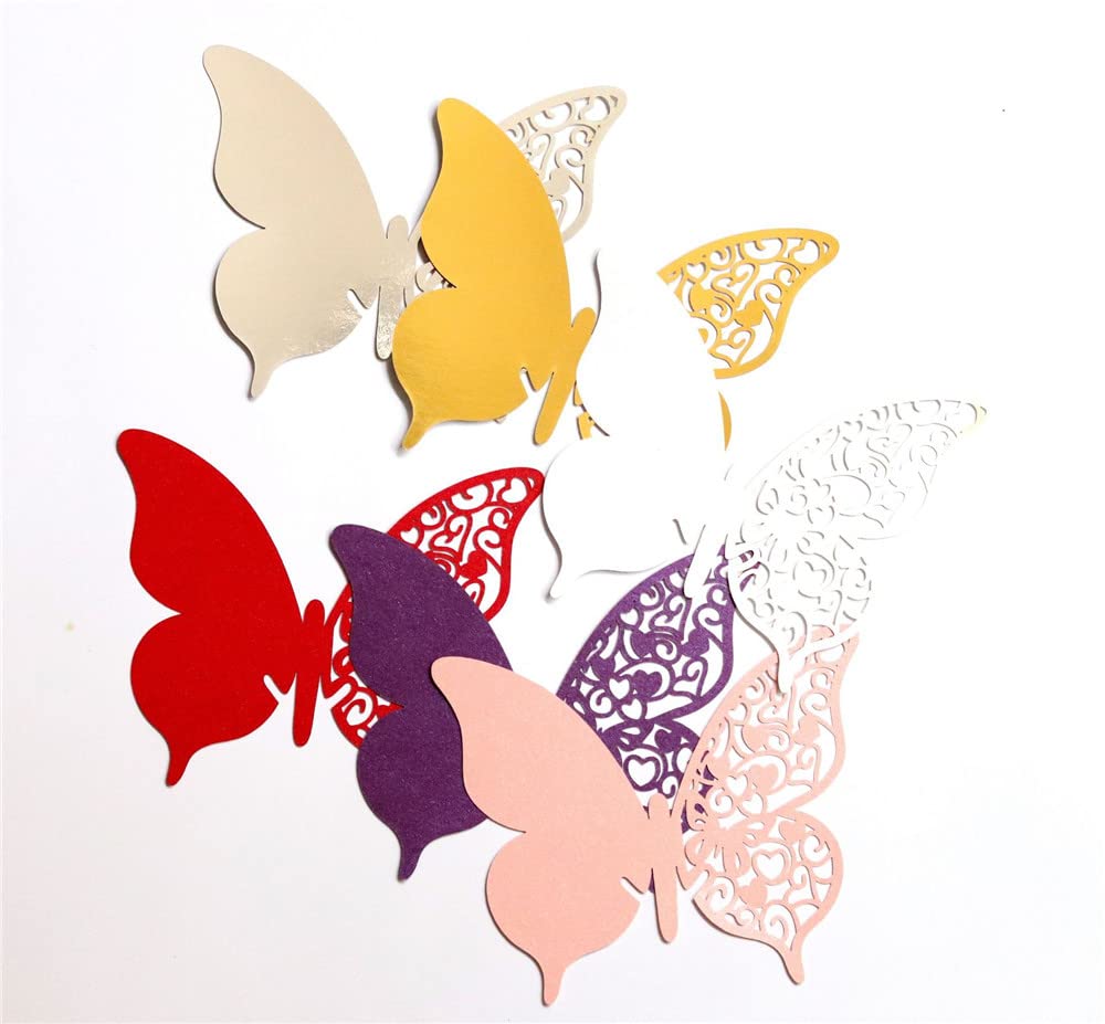 GIVBRO Lot De 50 Cartes De Table Papillon Creux Bleu - Décoration Mariage Et Fêtes Élégantes