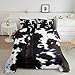 Cow Skin Printed Comforter Set for Teens Black White Fur Bedding Set Cowhide Print Bedding Home Decor for Kids Comforter Twin Size 2 Pcs Farmhouse Quilted Duvet Set 1 Comforter with 1 Pillowcase