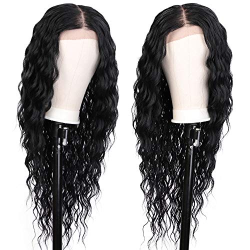 Long Black Curly Wig Synthetic Lace Front Wig for Black Women 13x6 Pre
