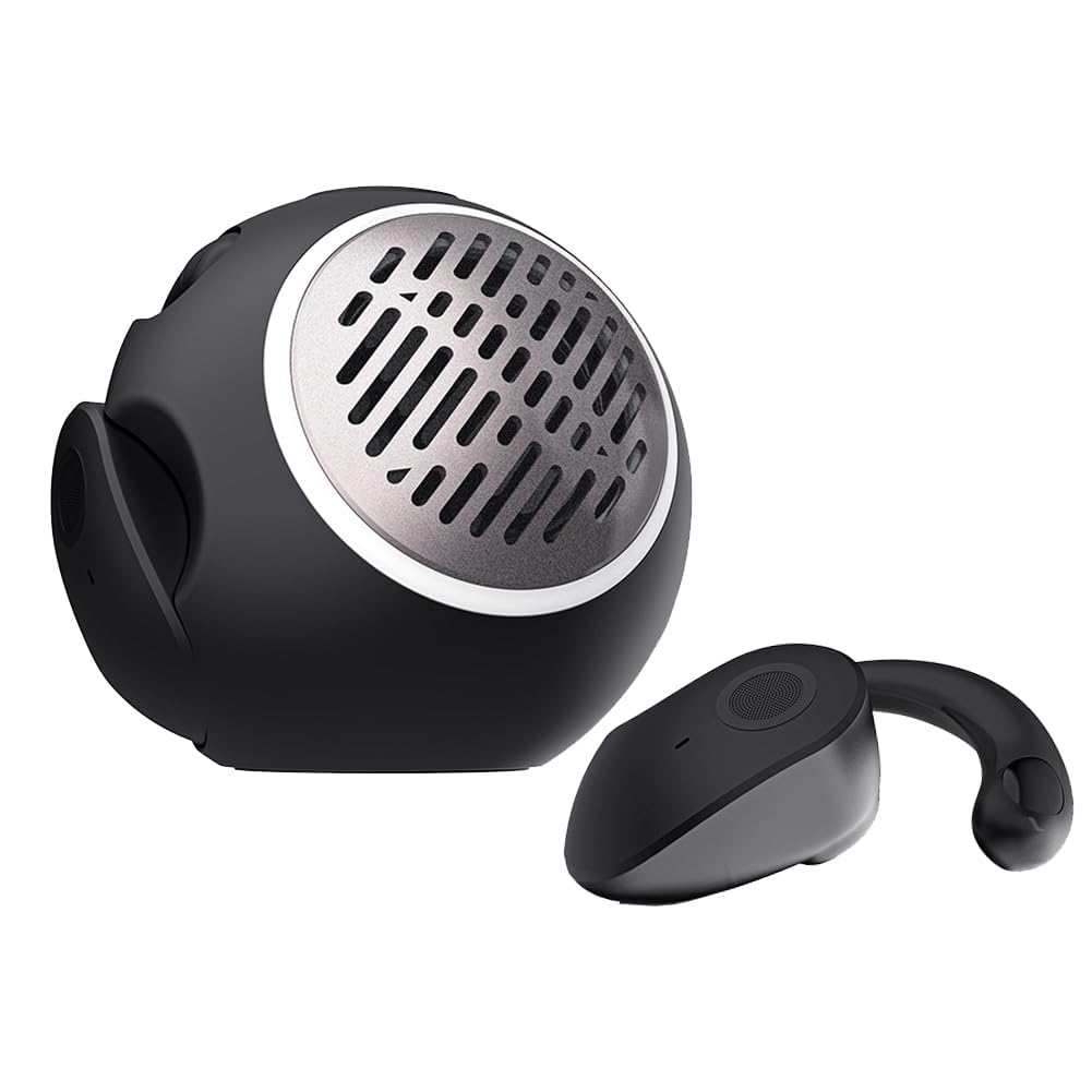 NALACAL Bluetooth Earphones with Microphone and Earhooks, Open Ear Headphones, Bluetooth 5.4, Open Ear Earbuds, 2 in 1 Open Ear Headphones & Bluetooth Speakers, for Workout/Running (Black)